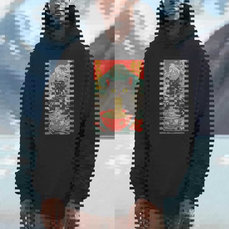 Vintage Cat Ramen Anime Cat Japanese Graphic Unisex Hoodie