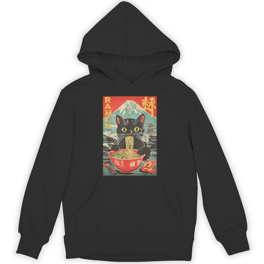 Vintage Cat Ramen Anime Cat Japanese Graphic Unisex Hoodie