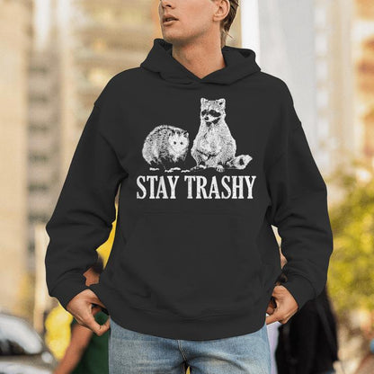Vintage Stay Trashy Possum Raccoon Unisex Hoodie