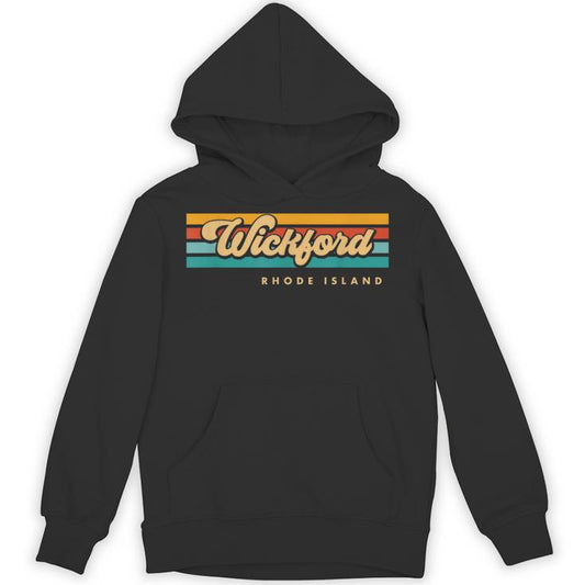 Vintage Sunset Stripes Wickford Rhode Island Unisex Hoodie