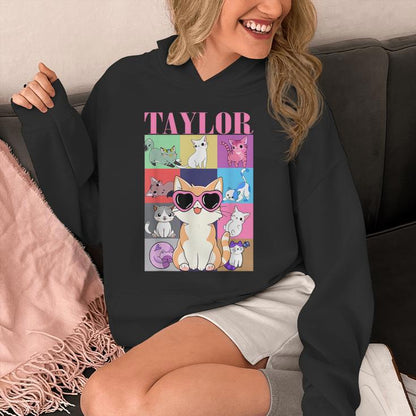 Vintage TayIor First Name Personalized Cat Birthday Party Unisex Hoodie