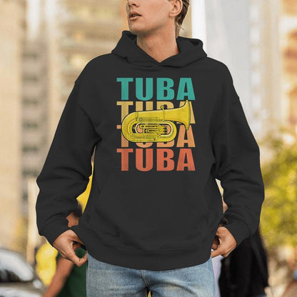 Vintage Tuba Player Big Band Orchestra Retro Tuba Unisex Hoodie