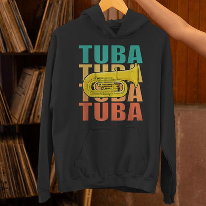 Vintage Tuba Player Big Band Orchestra Retro Tuba Unisex Hoodie
