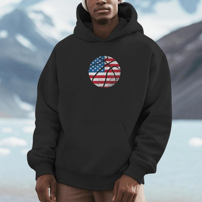 Vintage Usa American Flag Basketball Patriotic 4Th July Unisex Hoodie
