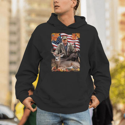 Vintage Usa Flag Trump Hunting Deer Hunting Deer Season Unisex Hoodie