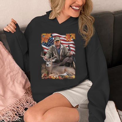 Vintage Usa Flag Trump Hunting Deer Hunting Deer Season Unisex Hoodie