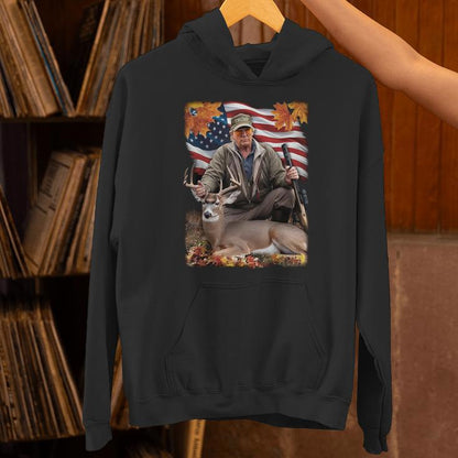 Vintage Usa Flag Trump Hunting Deer Hunting Deer Season Unisex Hoodie