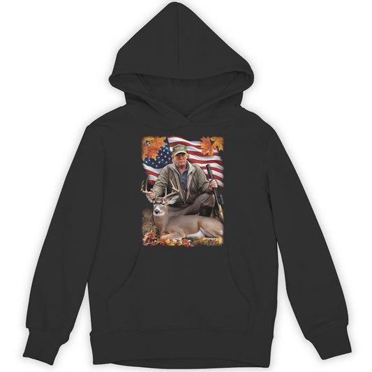 Vintage Usa Flag Trump Hunting Deer Hunting Deer Season Unisex Hoodie