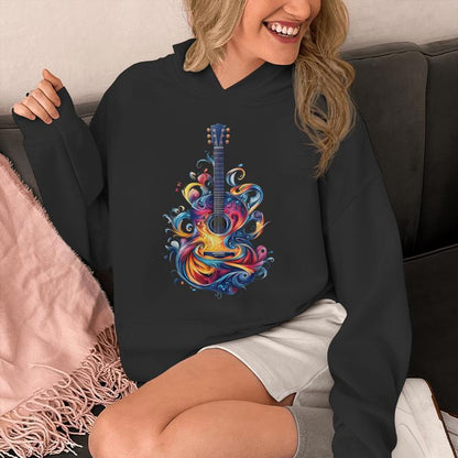Watercolor Guitar Instrument With Splash Guitar Unisex Hoodie