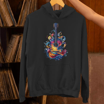 Watercolor Guitar Instrument With Splash Guitar Unisex Hoodie