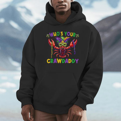 Whos Your Crawdaddy Crawfish Jester Mask Beads Mardi Gras Unisex Hoodie